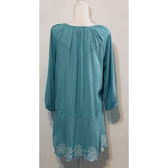 Ali Miles Women Size Large Embroidered Floral Tassel Tunic Top Boho Peasant - Picture 6 of 11